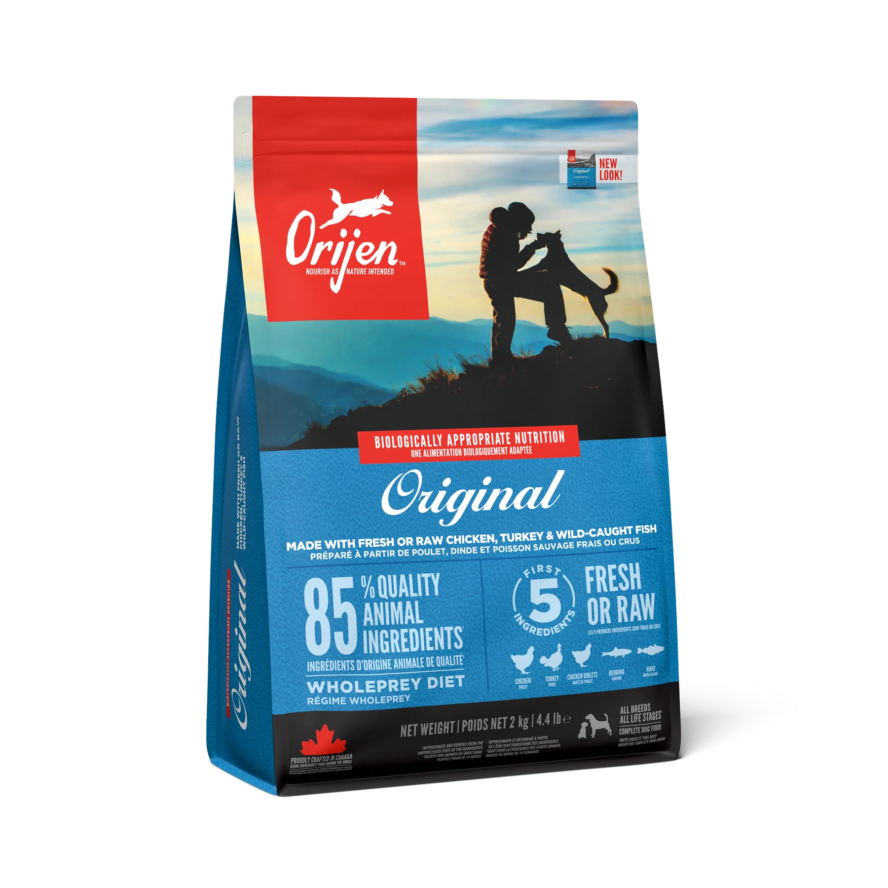 NSCANADAEMEAAPACORIJENOriginalDogFrontRight2kg Orijen Original Adult Dog Food (4.4 LB) - Image 1