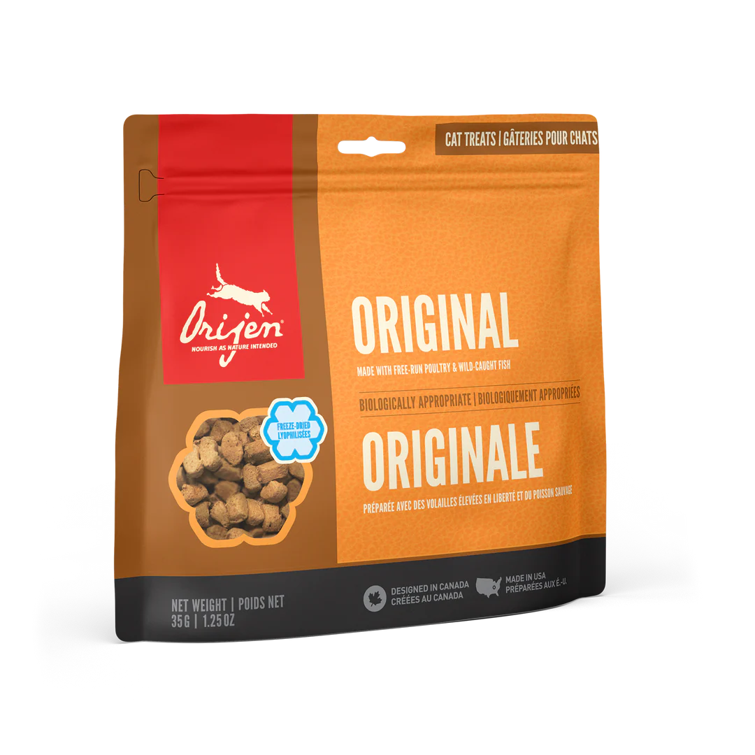 NSORIJENCatTreatsOriginalFrontRight35g Orijen Original Freeze-Dried Cat Treats - Image 1